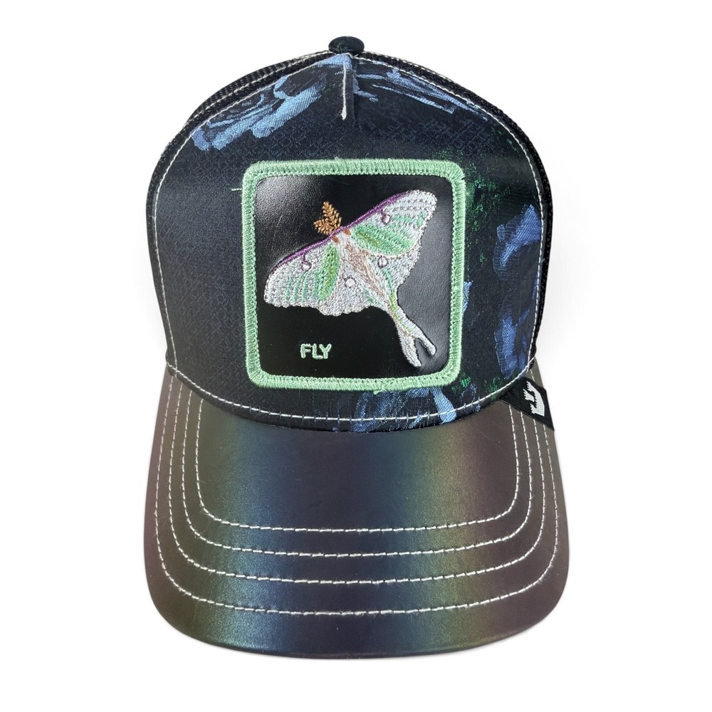 Goorin Bros The Farm Fly Luna Moth Trucker Hat Unisex OS Black Iridescent 1643
